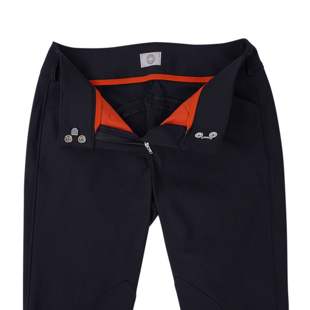 Hermes Swing Dressage Breeches Pant Black with ankle Orange Trim 38 - Picture 6 of 10